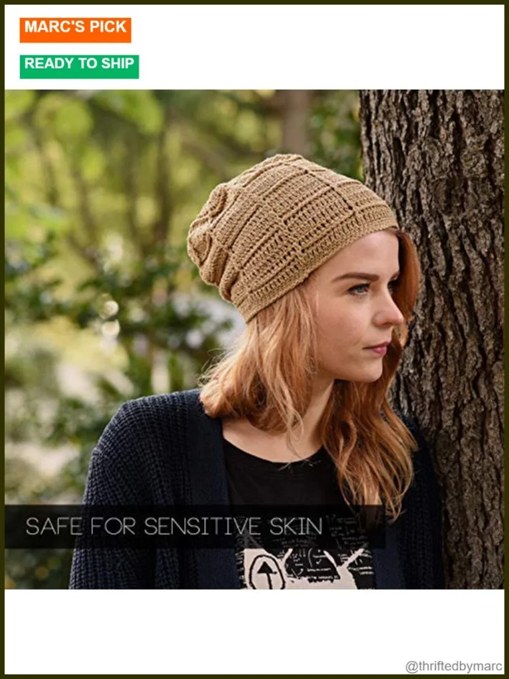 Mens Summer Beanie Cotton Crochet Slouch Cap Hand Made Chemo Hat